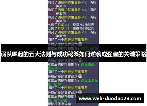弱队崛起的五大法则与成功秘笈如何逆袭成强者的关键策略